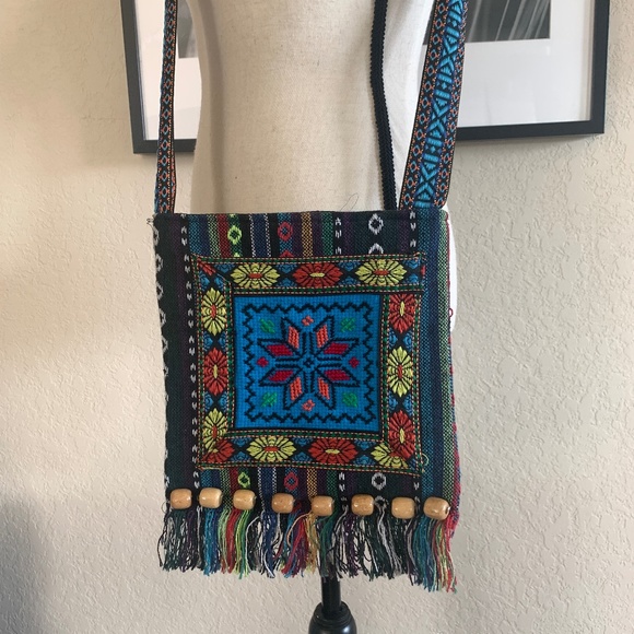 Ethnic Boho Tassel Embroidery Shoulder Bag - Picture 1 of 9